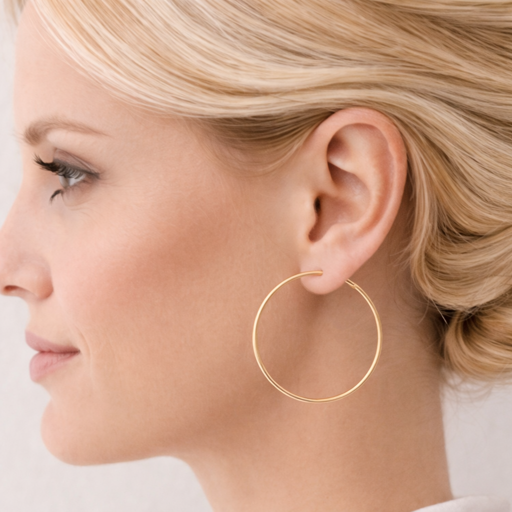 925 Sterling Silver 18K Gold Hoop Earrings  | Classic Non-Tarnish High-Polish Round Hoops