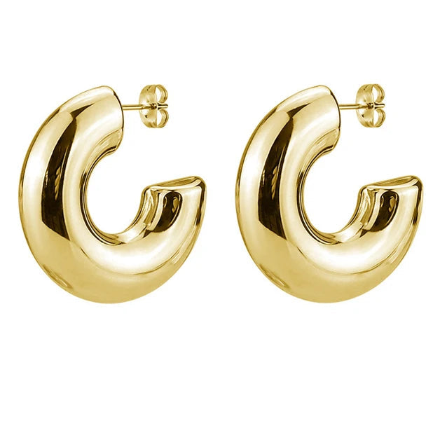 Gold hoop earrings with '40mm' label on a white background