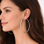 925 Sterling Silver Hoop Earrings | Classic High-Polish Round Hoops