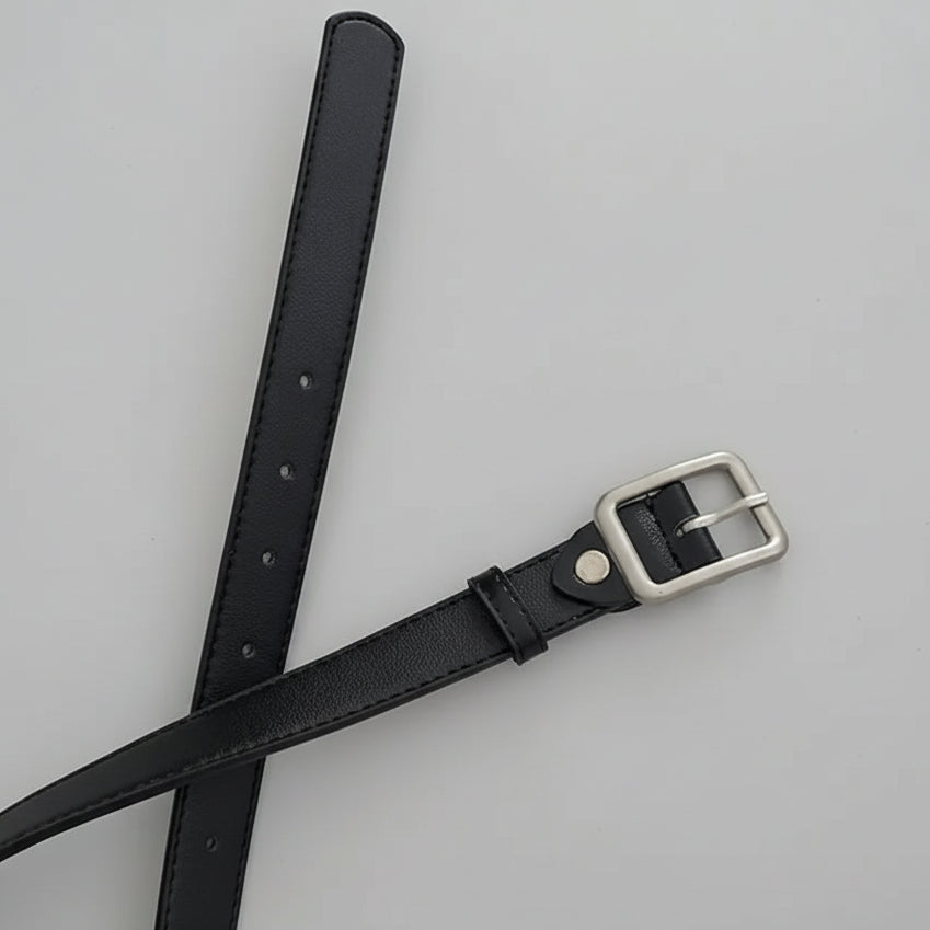 Black PU leather belt simple design
