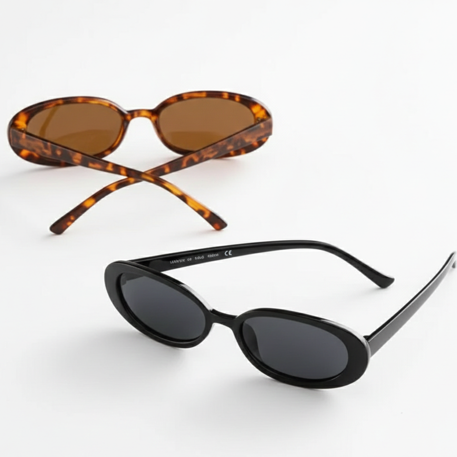 Two pairs of sunnglasses black and brown
