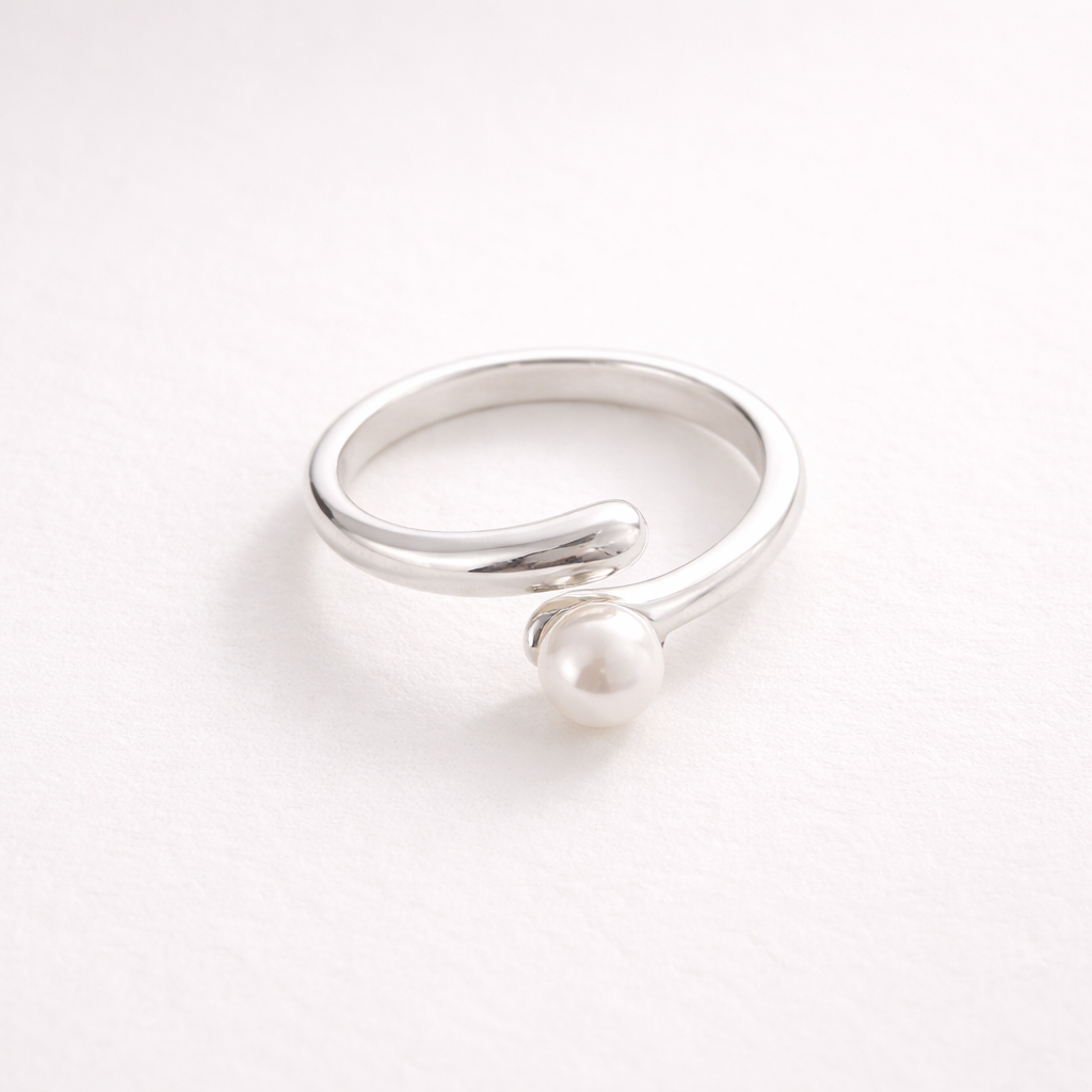 Eleonore Adjustable Pearl Ring | 925 Sterling Silver Freshwater Pearl Wrap Ring