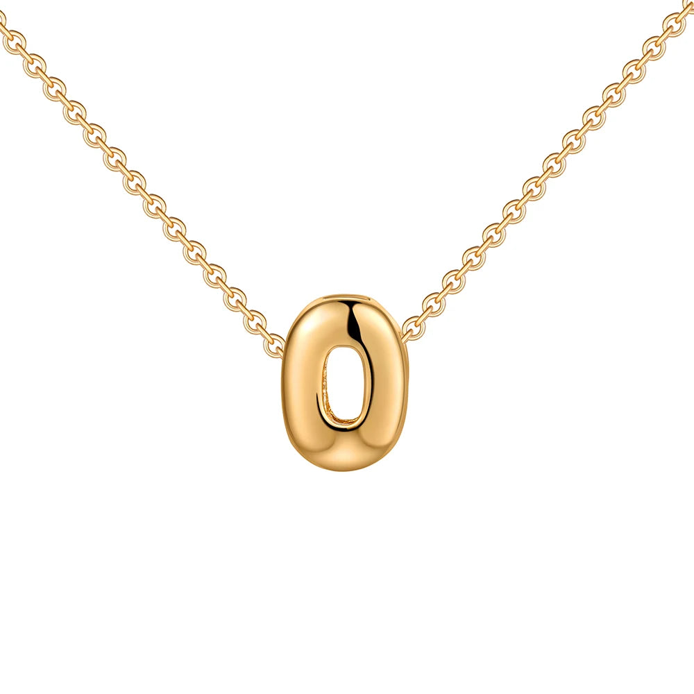 Tiny Bubble Initial Pendant Necklace | Gold Plated Balloon Necklace