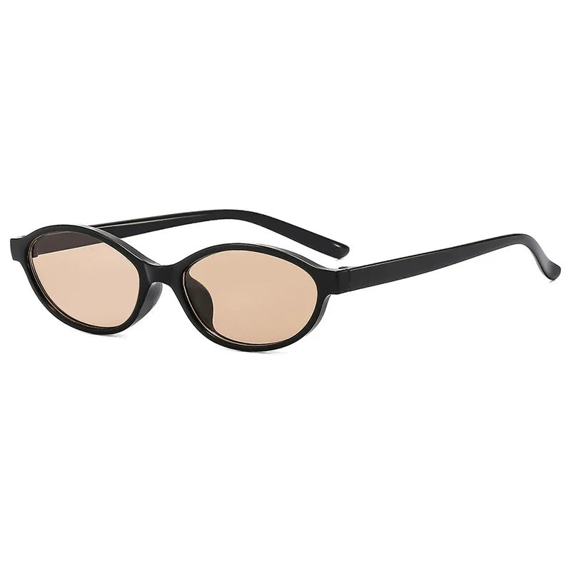 Black sunglasses with beige lenses on a white background