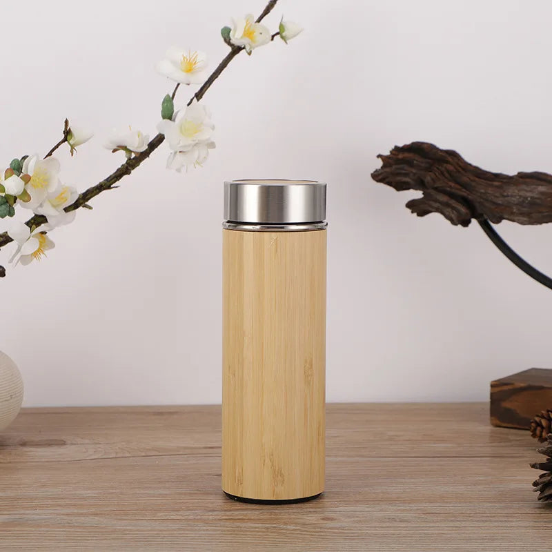 Natural Bamboo & Stainless Steel Thermal Bottle - 500ml Sustainable Wood Flask