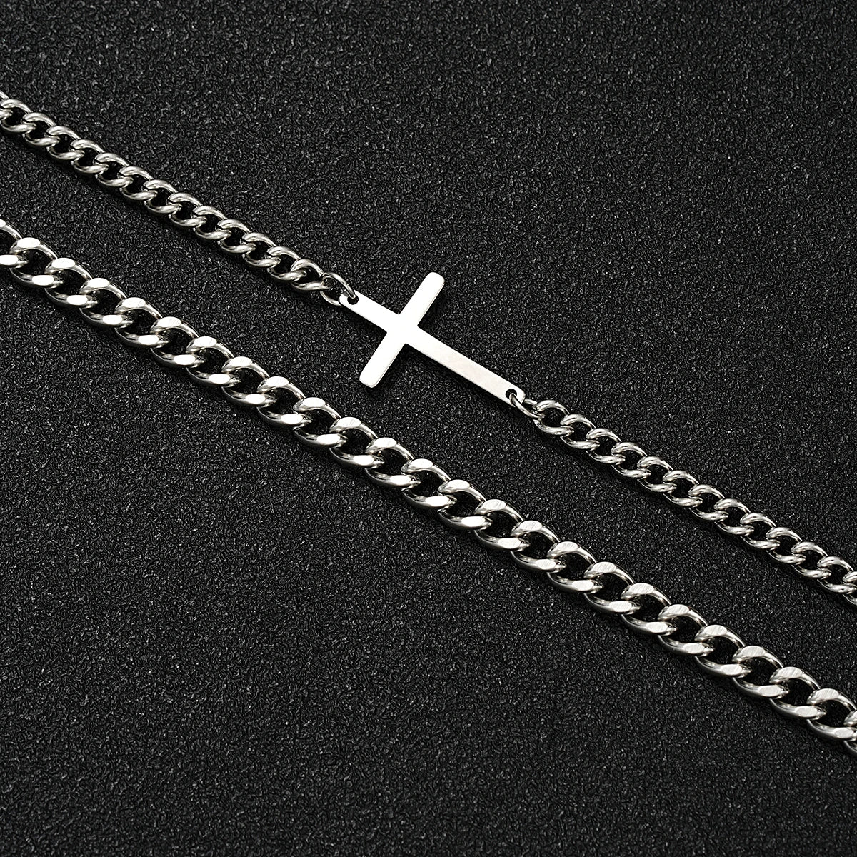 Noah | Stainless Steel Cross Cuban Bracelet Set