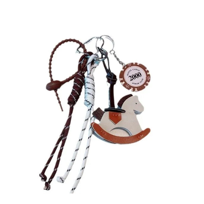 Horse Multi-Charm Keychain - Handmade Vegan Leather