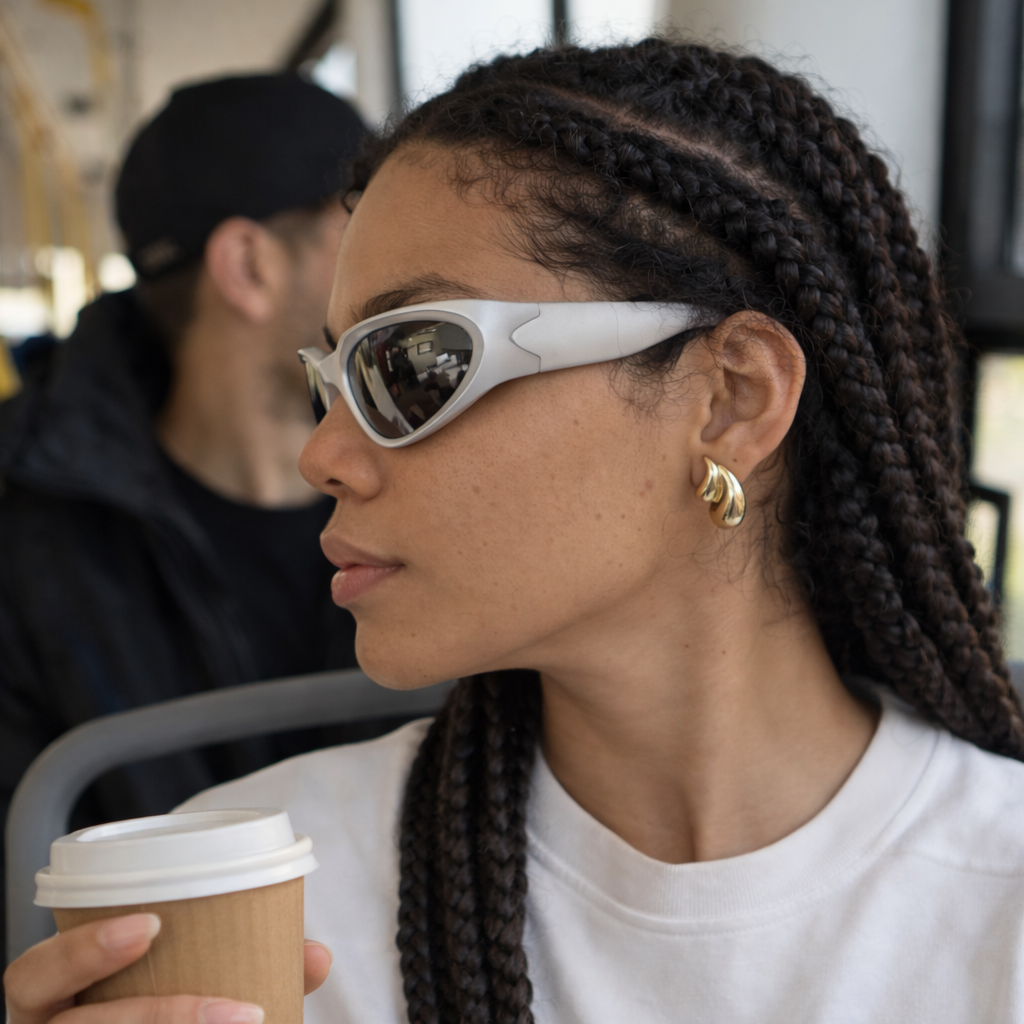 Y2K Sporty Oval Sunglasses for Women - Retro Fashion Wrap Shades