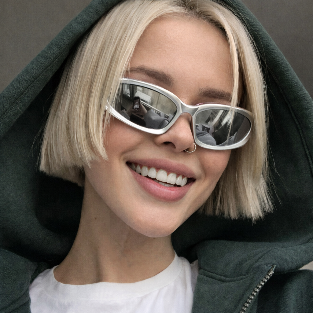 Y2K Sporty Oval Sunglasses for Women - Retro Fashion Wrap Shades