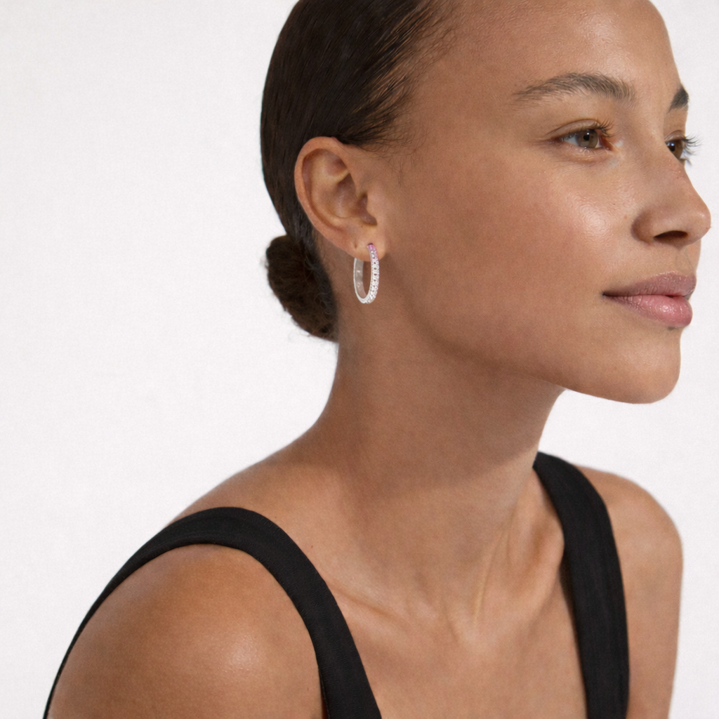 Aurelia 925 Sterling Silver - Cubic Zirconia Stones Hoop Earrings