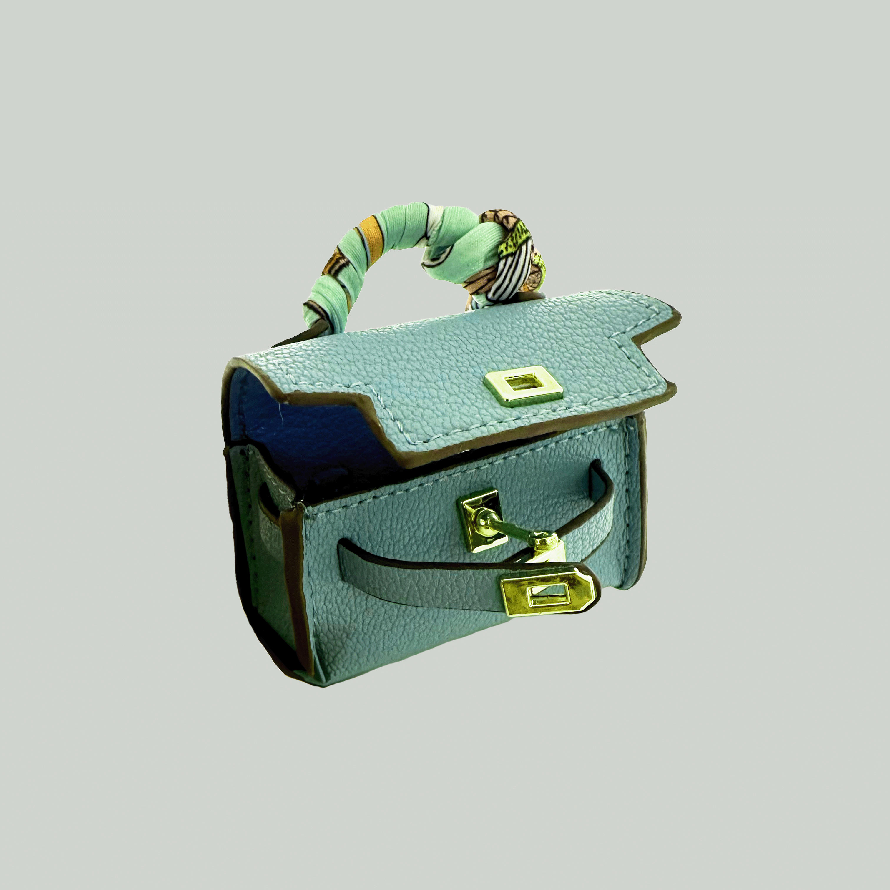 Top Handle Mini Leather Bag Charm