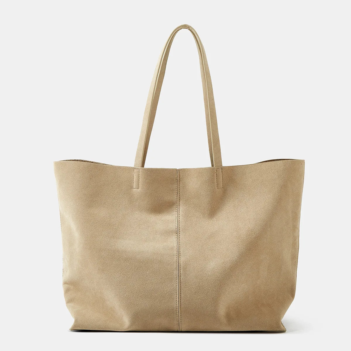 Beige tote bag with a plain background