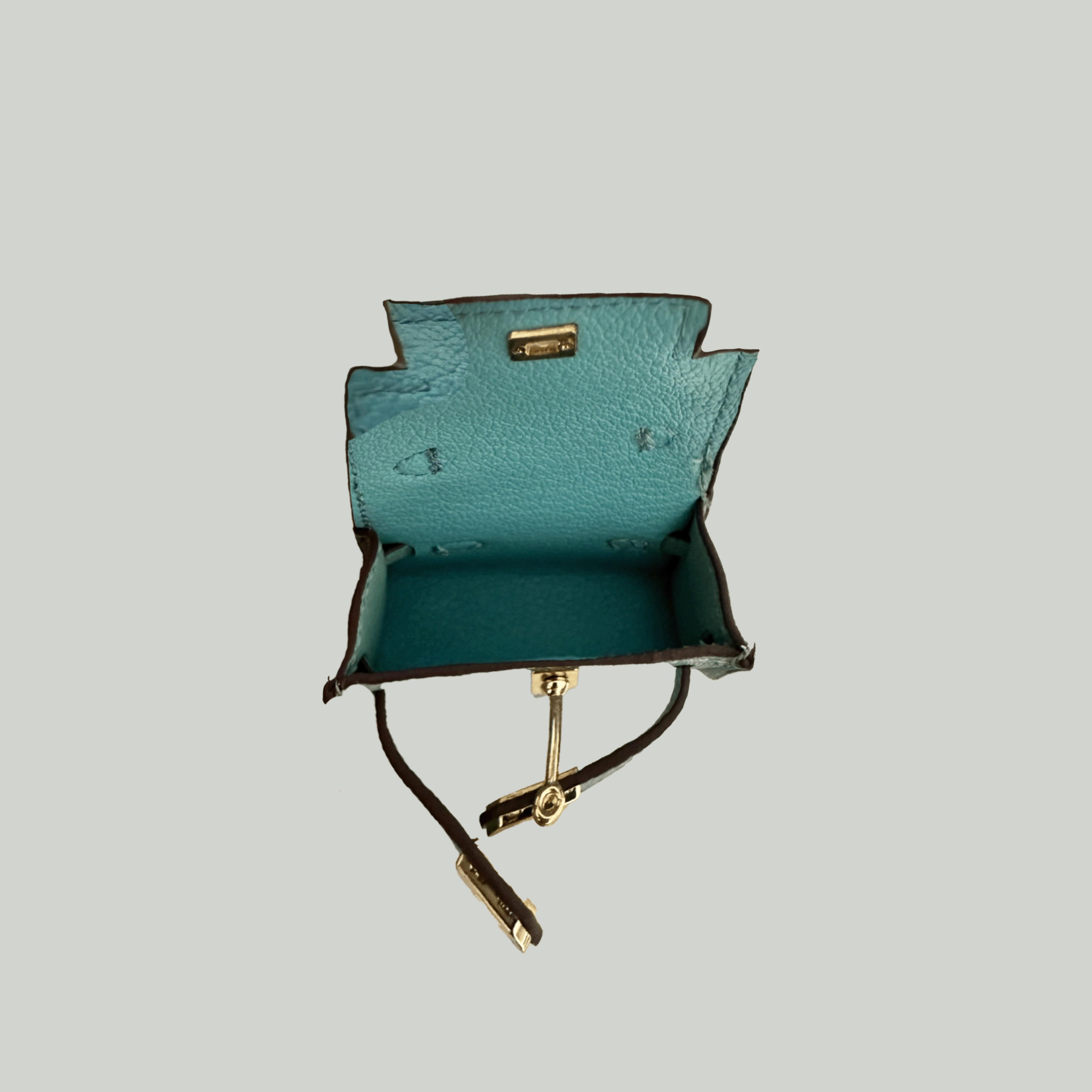 Top Handle Mini Leather Bag Charm