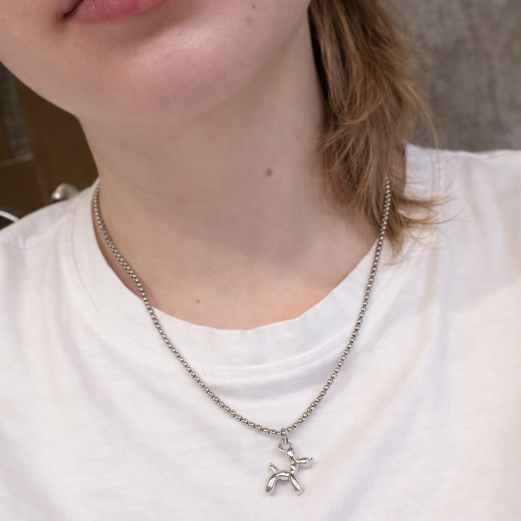 Balloon Dog Necklace on gilr