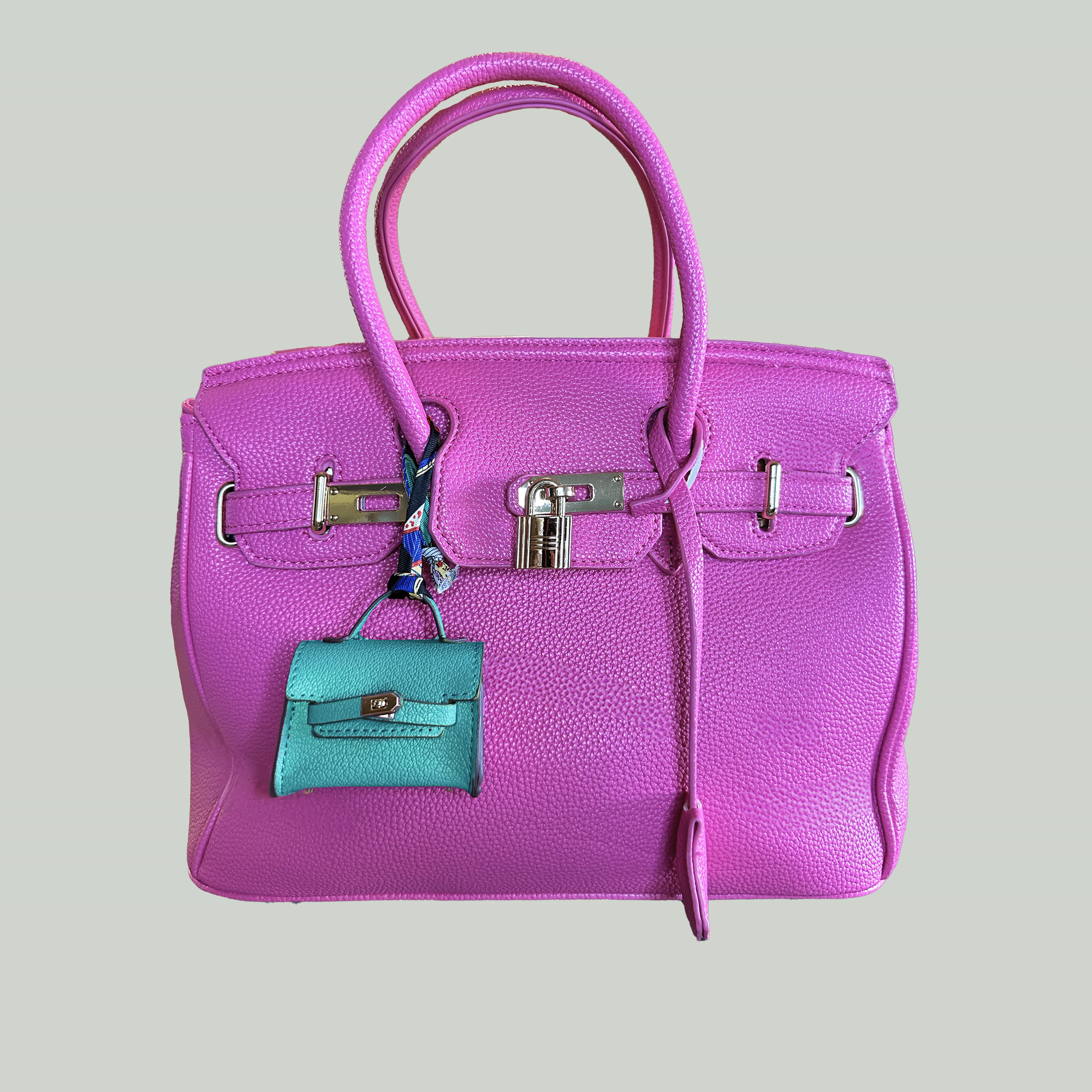 Top Handle Mini Leather Bag Charm