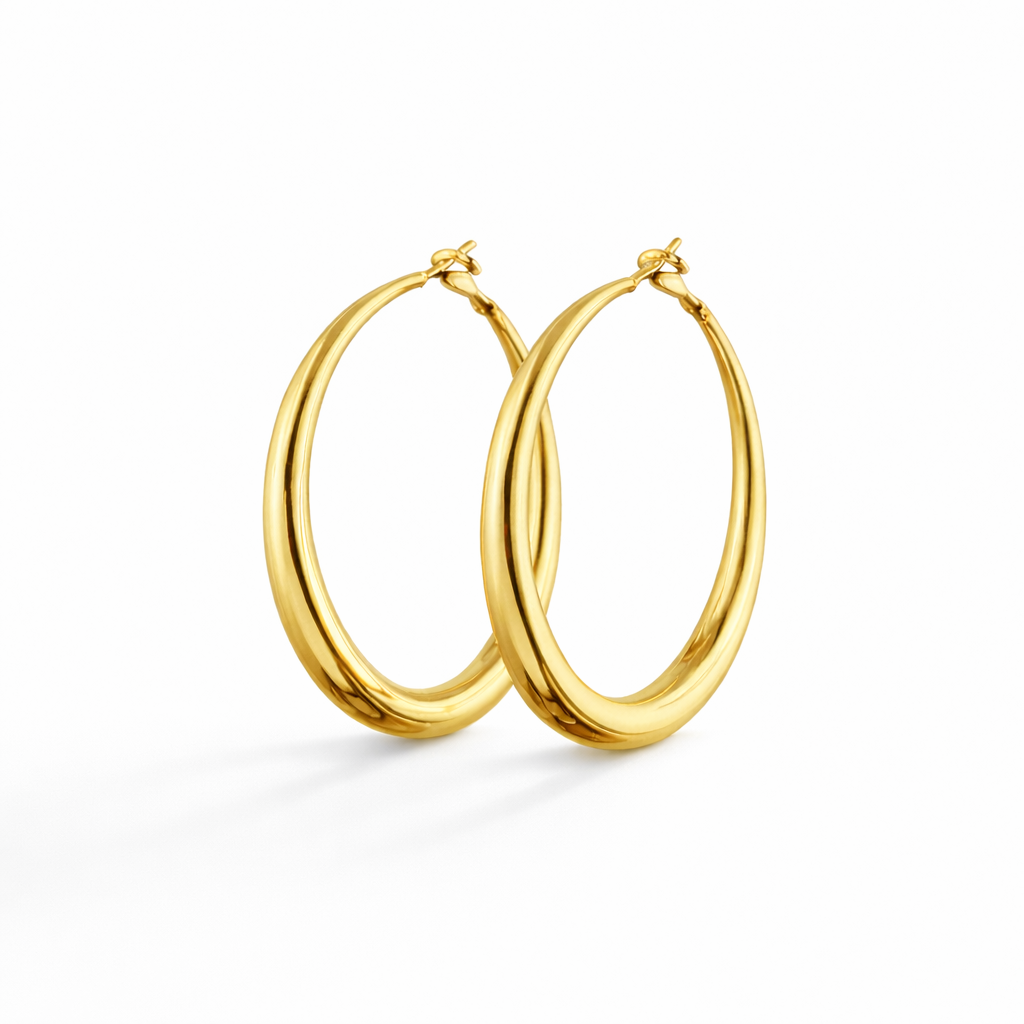 925 Sterling Silver Big Hoops - High Polish Big Circle Earrings