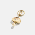 Gold keychain with a heart-shaped padlock design on a white background