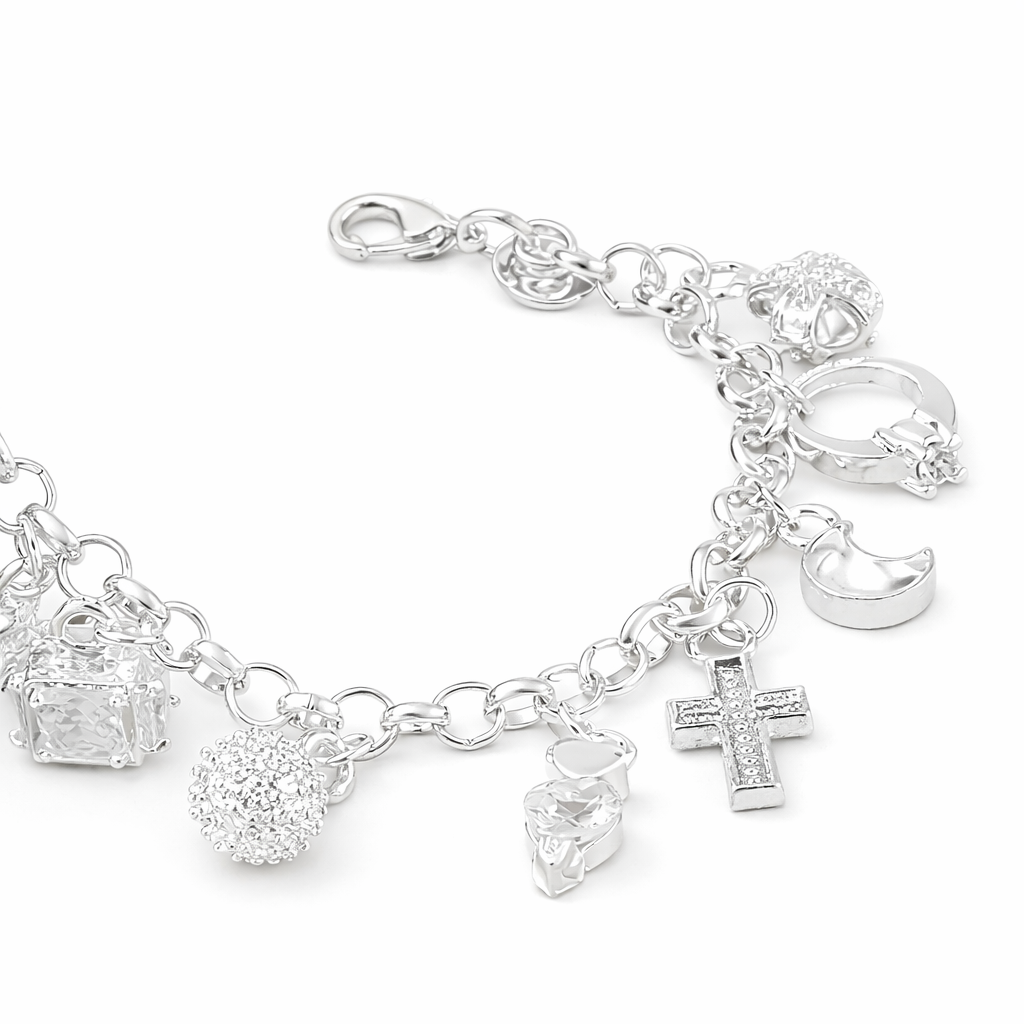 Faith | Sterling Silver Charm Cross Bracelet