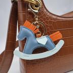 Rocking Horse Charm Handmade Vegan Leather - Decorative Tassel Keychain