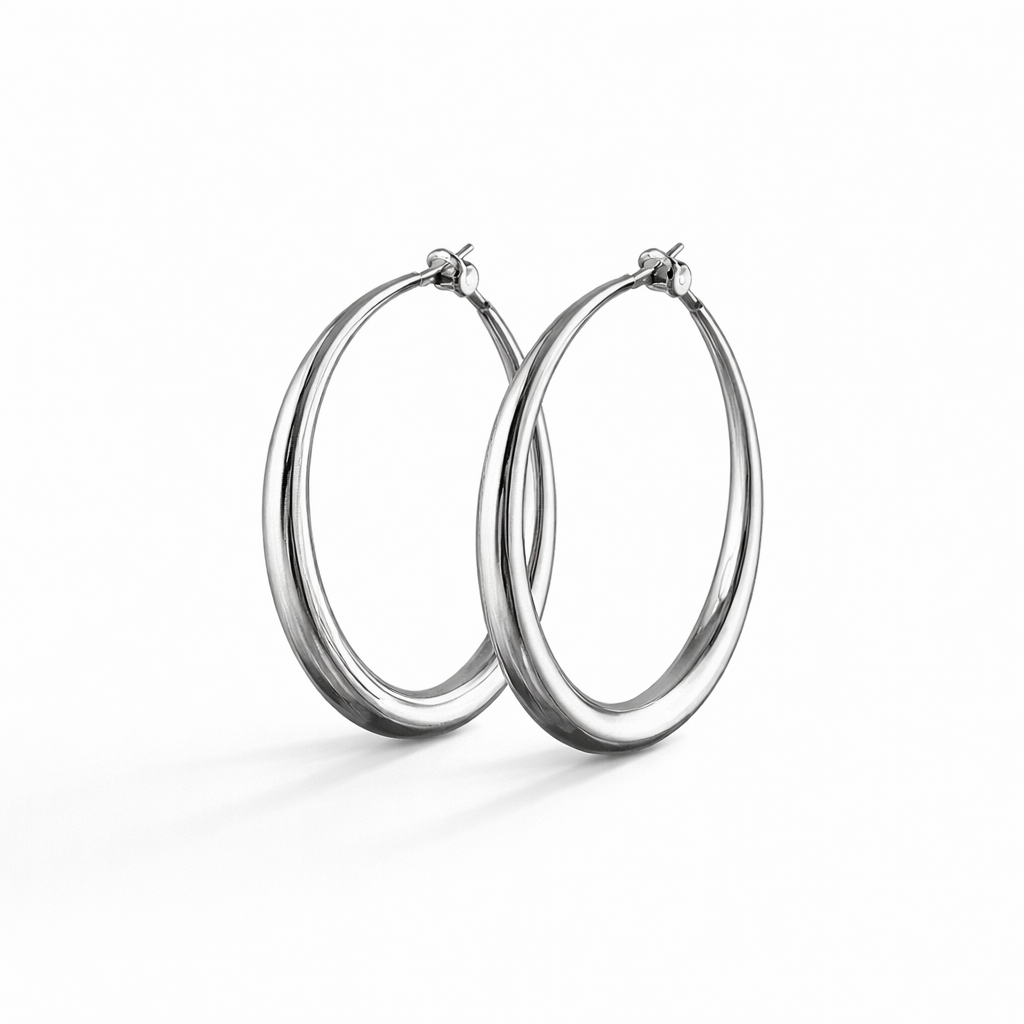 925 Sterling Silver Big Hoops - High Polish Big Circle Earrings