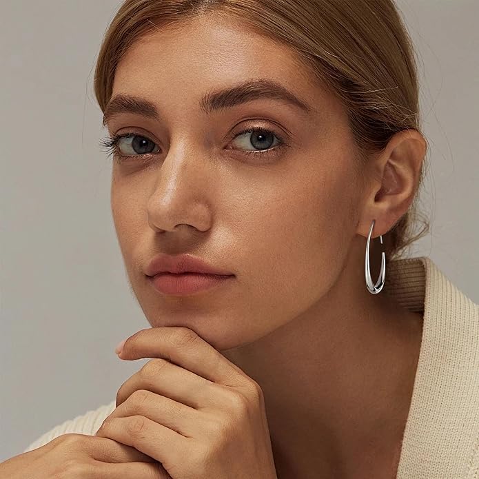 Oval Hoop Earrings - High-Polish Minimalist Hoops
