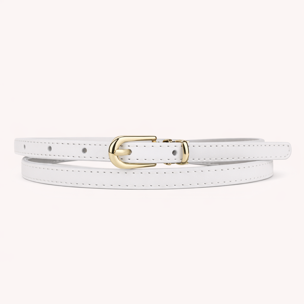 Handcrafted Leather Skinny Belt | Polished Gold Buckle